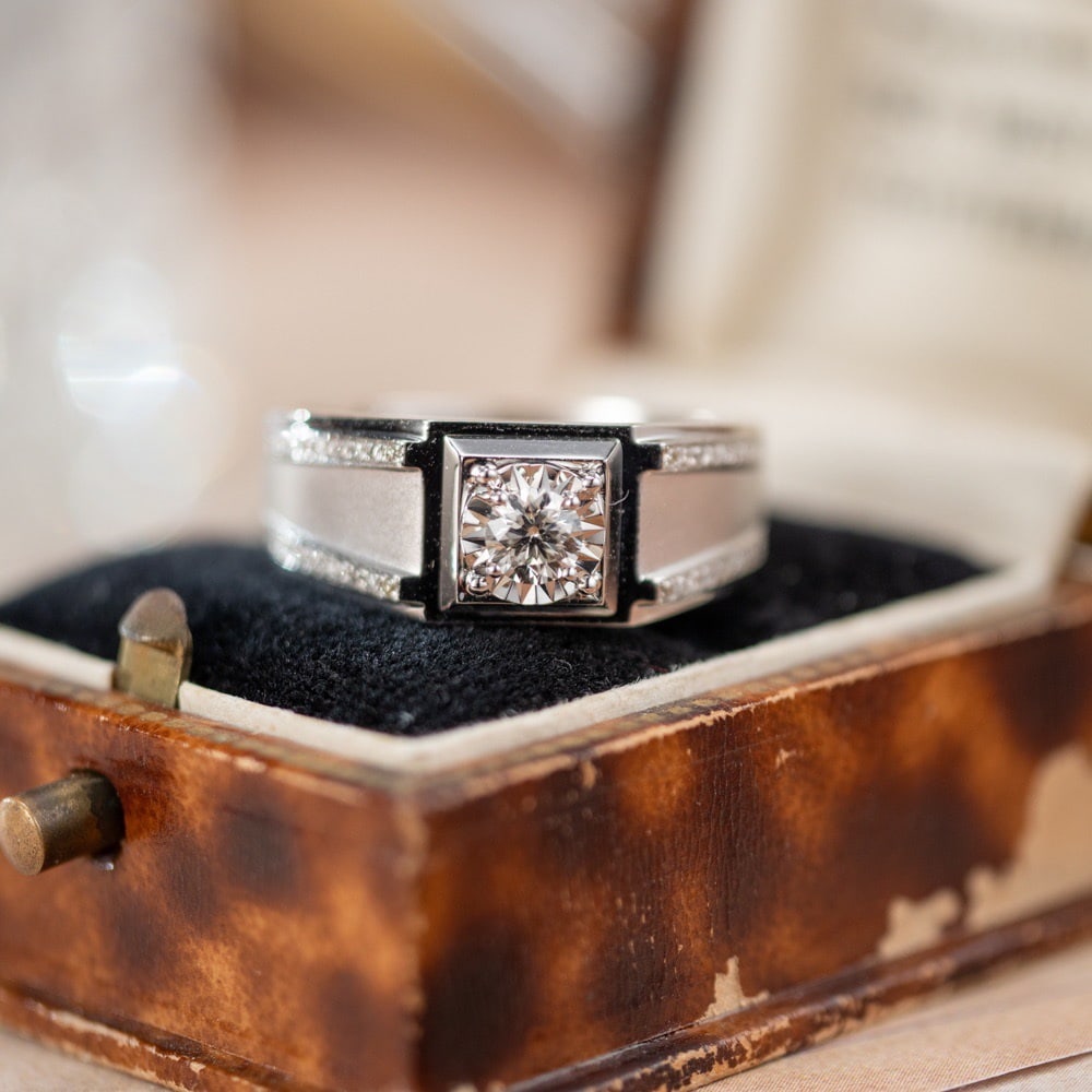 14k Gold 0.50 Ct Natural H Diamond & Men¡¯s Ring: Ref:231169053 // gold content:14k gold // ring size:8us // // main gemstone:diamond // shape:round // carat weight:0. 50ct // clarity grade:vs // color:h // treatment:natural // cut grade:g // //