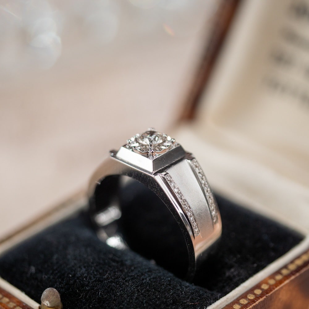 14k Gold 0.50 Ct Natural H Diamond & Men¡¯s Ring - 2