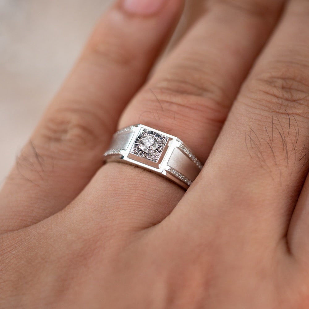 14k Gold 0.50 Ct Natural H Diamond & Men¡¯s Ring - 8