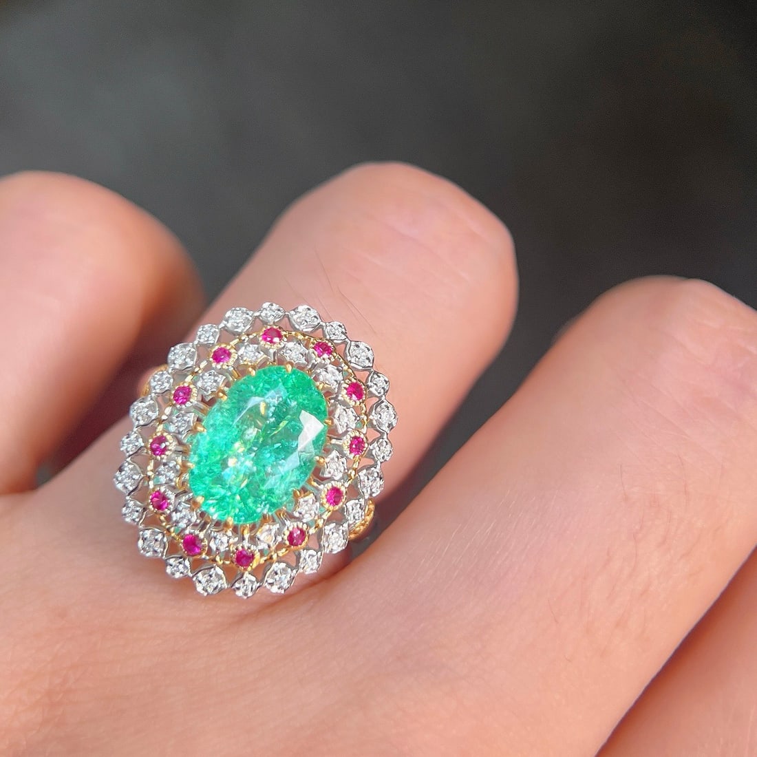 14k Gold 2.51 Ctw Natural Paraiba Tourmaline & Diamond Ring - 3