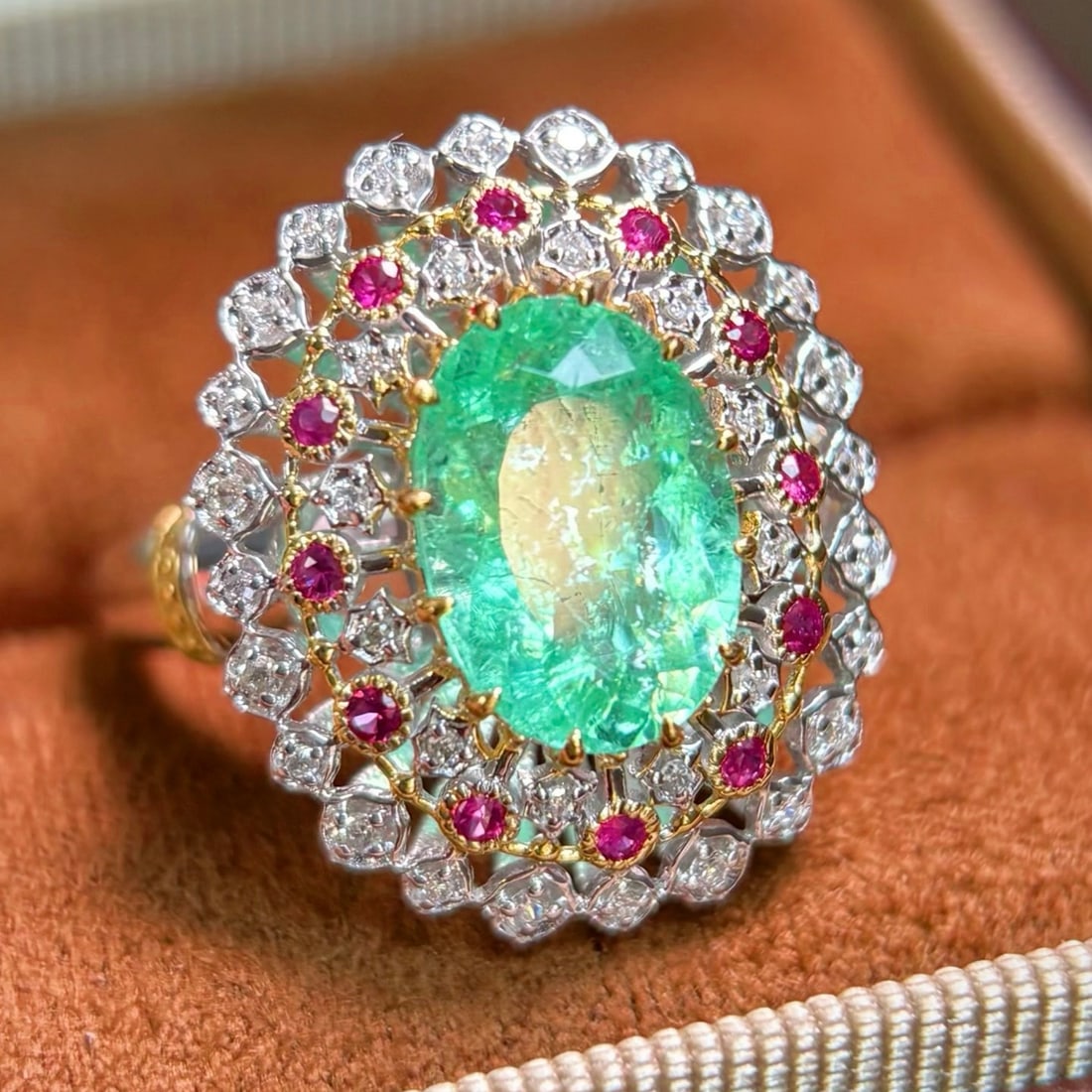14k Gold 2.51 Ctw Natural Paraiba Tourmaline & Diamond Ring - 5