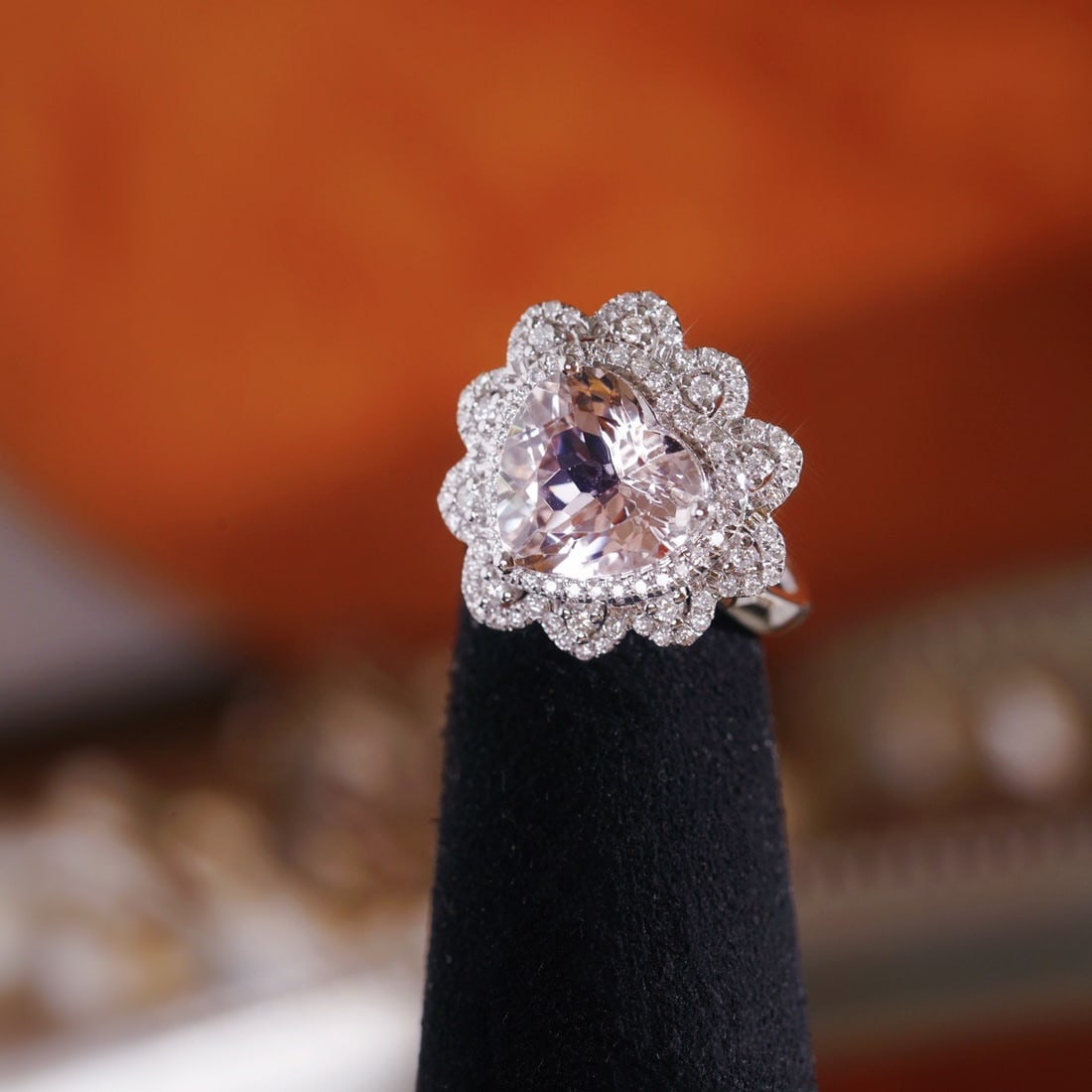 14k Gold 4.12 Ctw Natural Morganite & Diamond Ring - 5