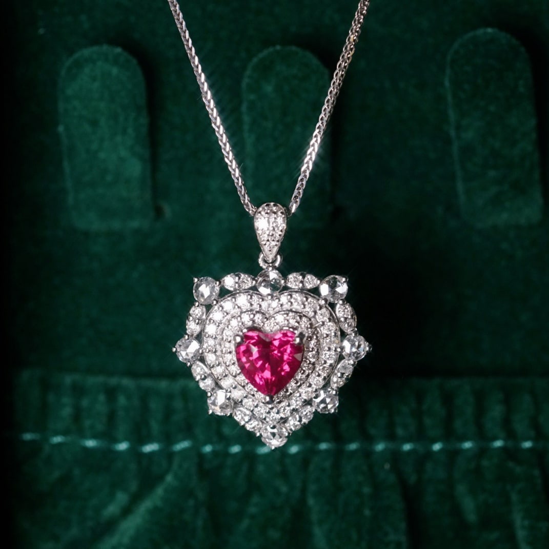 14k Gold 1.85 Ctw Natural Spinel & Diamond Pendant( Without Chain ): Ref:231169084 // gold content:14k gold // main gemstone:spinel // shape:heart // carat weight:1. 15ct // color:reddish pink // treatment:natural // // adjacent gemstone 2 : diamond // shape:round // c