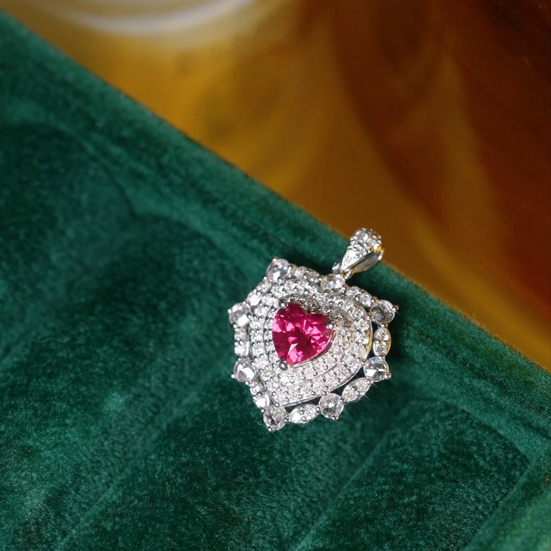 14k Gold 1.85 Ctw Natural Spinel & Diamond Pendant( Without Chain ) - 2