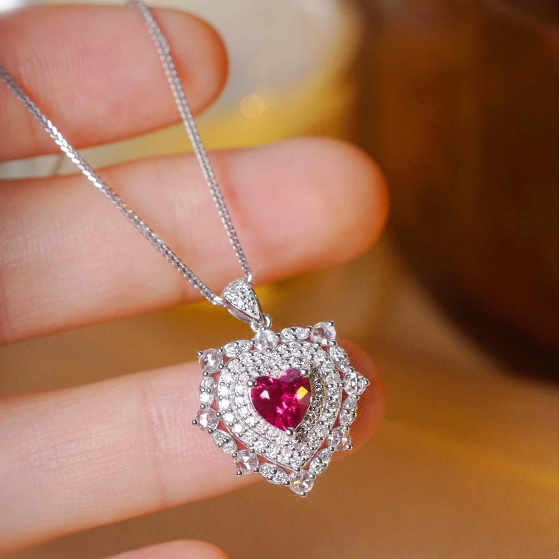 14k Gold 1.85 Ctw Natural Spinel & Diamond Pendant( Without Chain ) - 7
