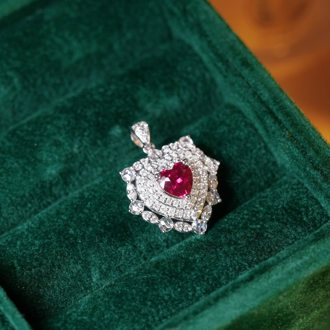 14k Gold 1.85 Ctw Natural Spinel & Diamond Pendant( Without Chain ) - 8