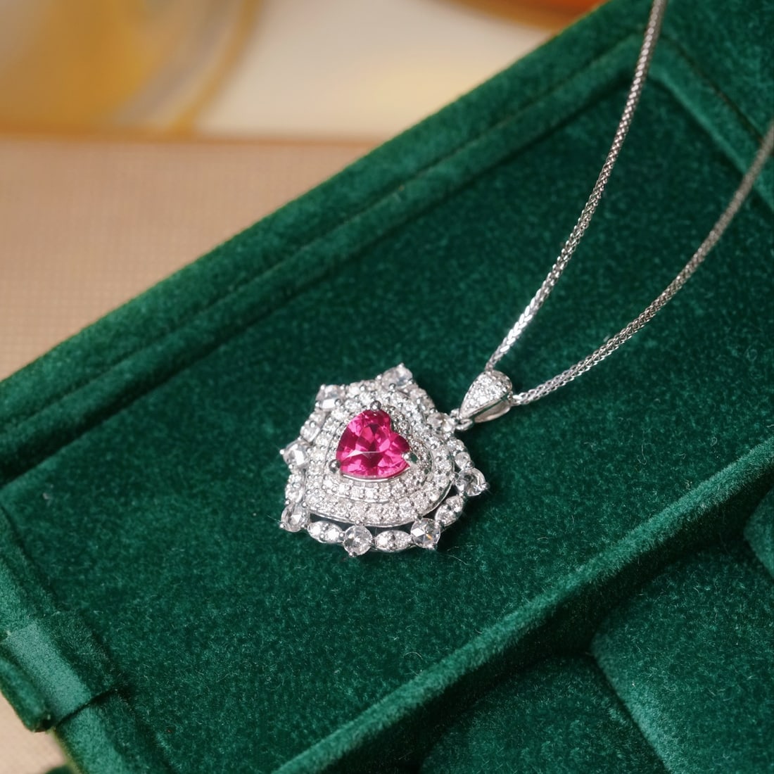 14k Gold 1.85 Ctw Natural Spinel & Diamond Pendant( Without Chain ) - 9