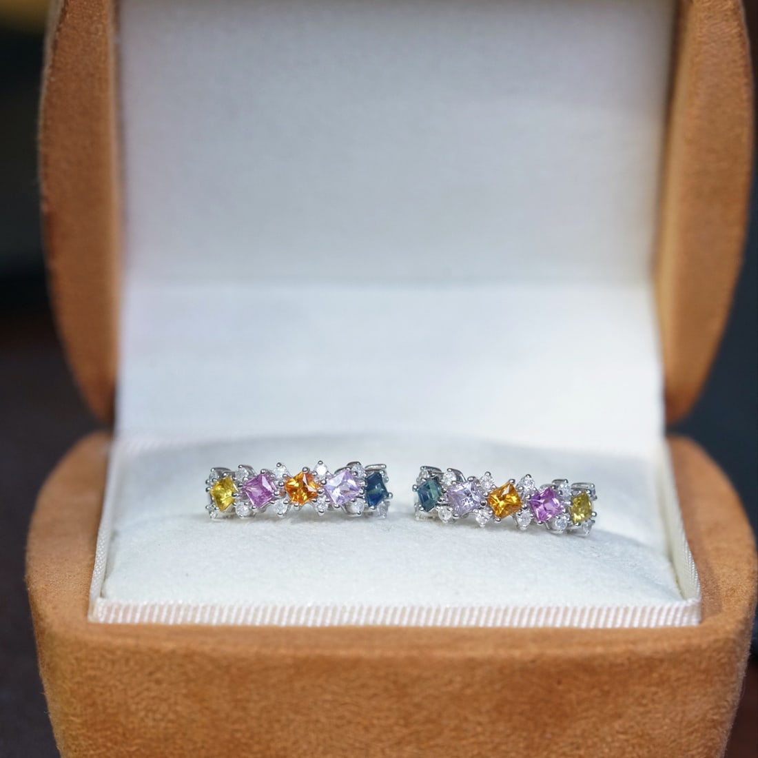 14k Gold 1.44 Ctw Natural Sapphire & Diamond Earrings - 2