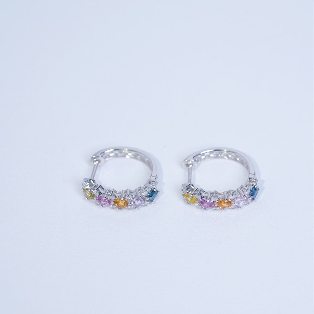 14k Gold 1.44 Ctw Natural Sapphire & Diamond Earrings - 4