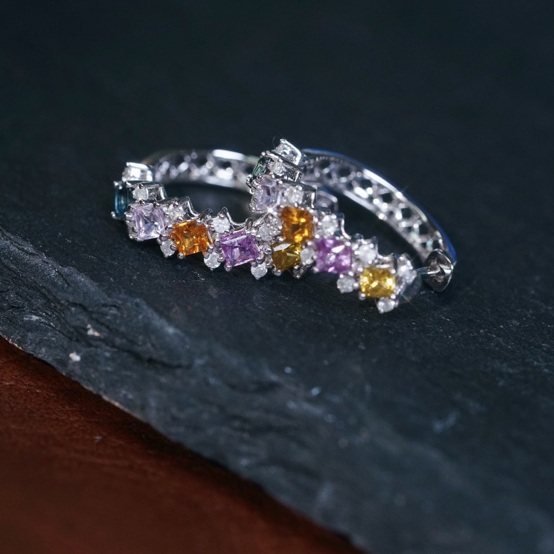 14k Gold 1.44 Ctw Natural Sapphire & Diamond Earrings - 6