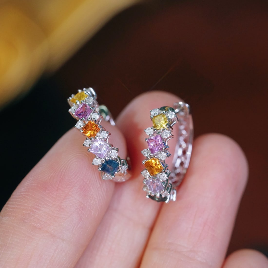 14k Gold 1.44 Ctw Natural Sapphire & Diamond Earrings - 9