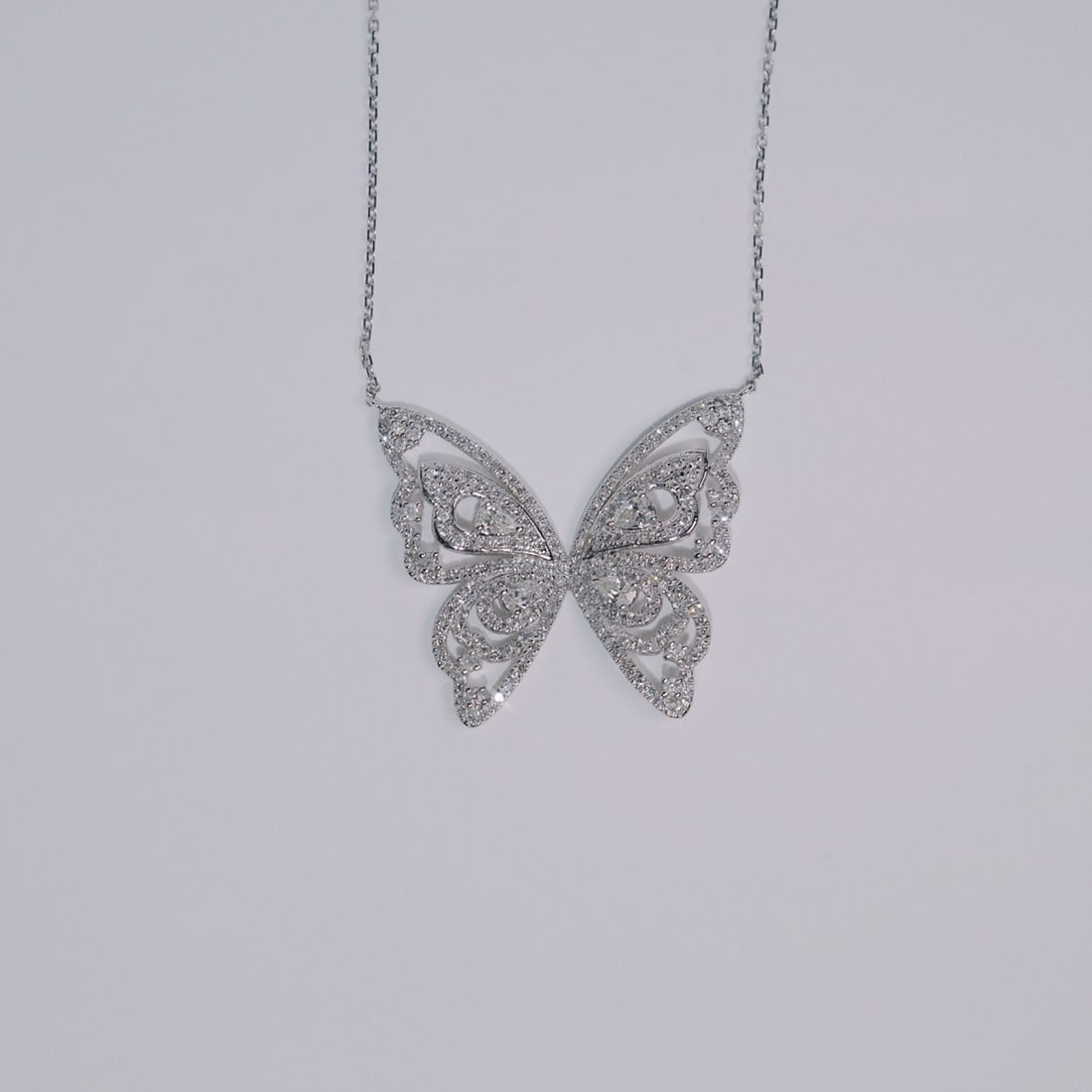 14k Gold 0.86 Ct Natural H Diamond & Butterfly Necklace - 5