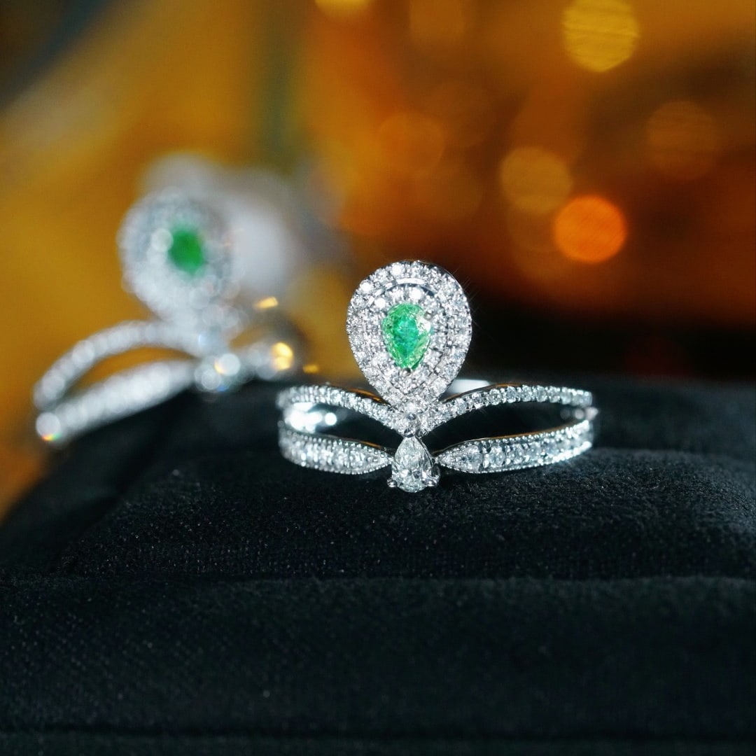 14k Gold 0.55 Ctw Natural Green Diamond & Diamond Ring - 6