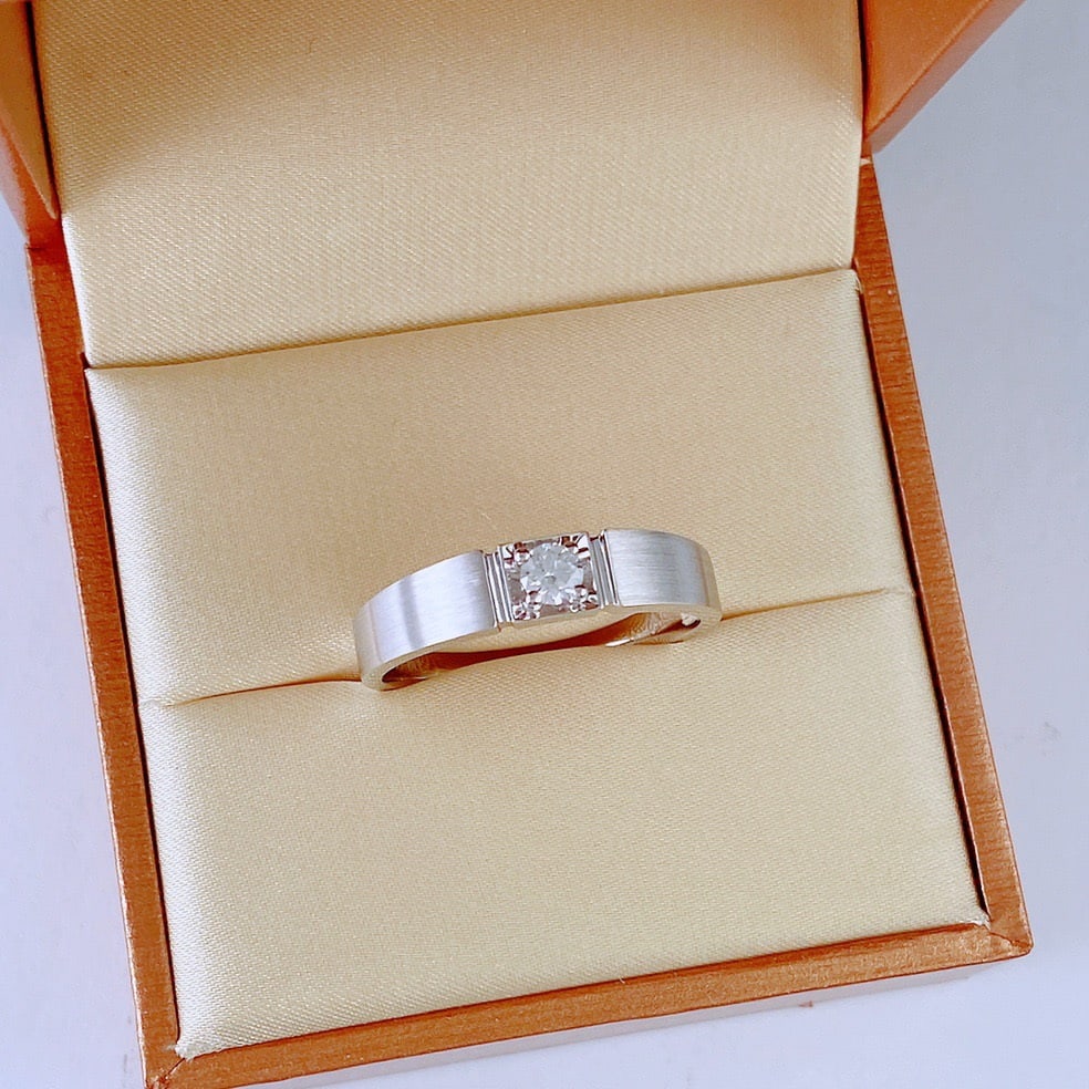 14k Gold 0.18 Ct Natural H Diamond & Men¡¯s Ring - 3