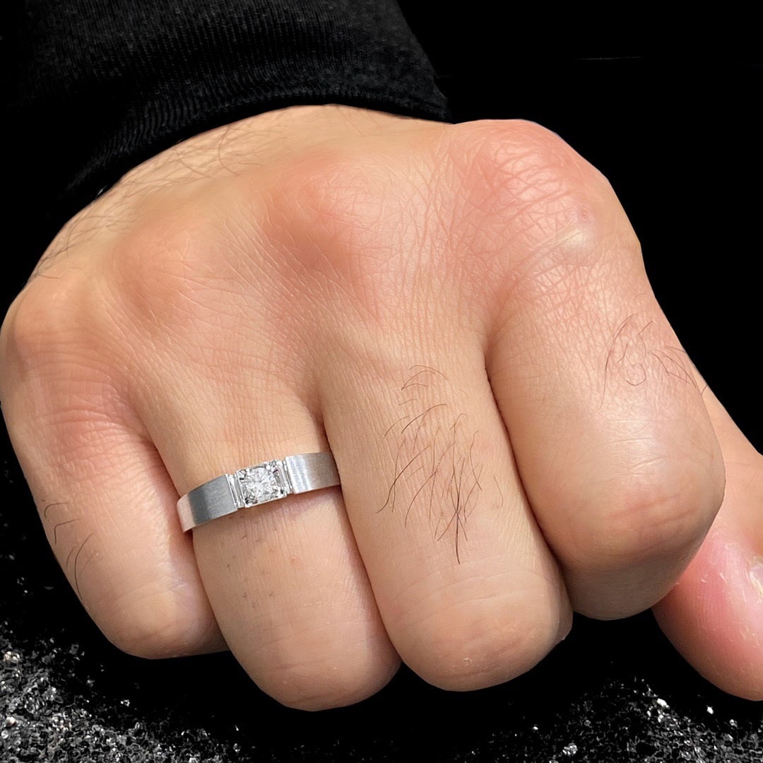 14k Gold 0.18 Ct Natural H Diamond & Men¡¯s Ring - 4