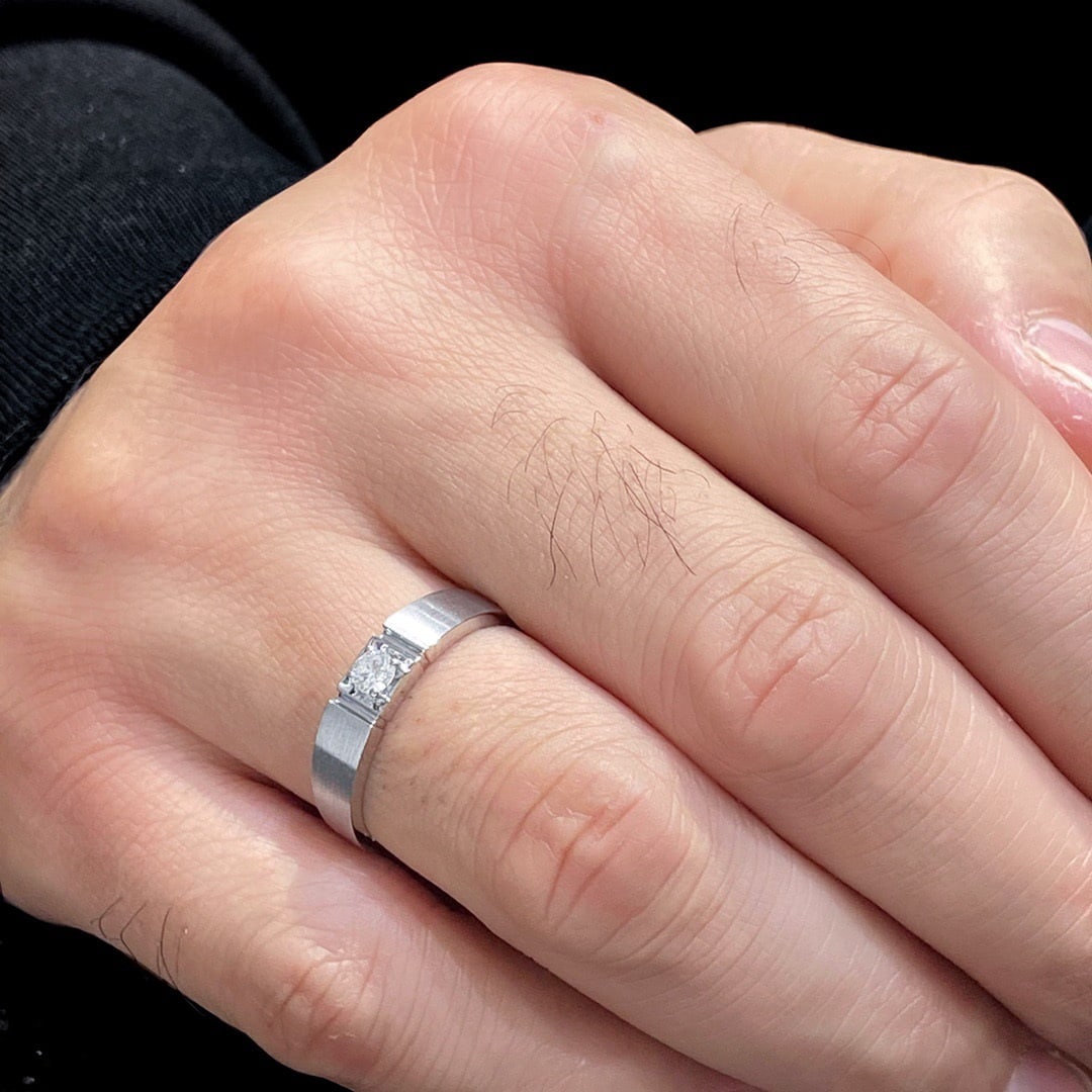 14k Gold 0.18 Ct Natural H Diamond & Men¡¯s Ring - 5