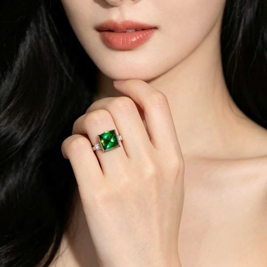 14k Gold 9 Ct Natural Tourmaline & Diamond Ring - 4