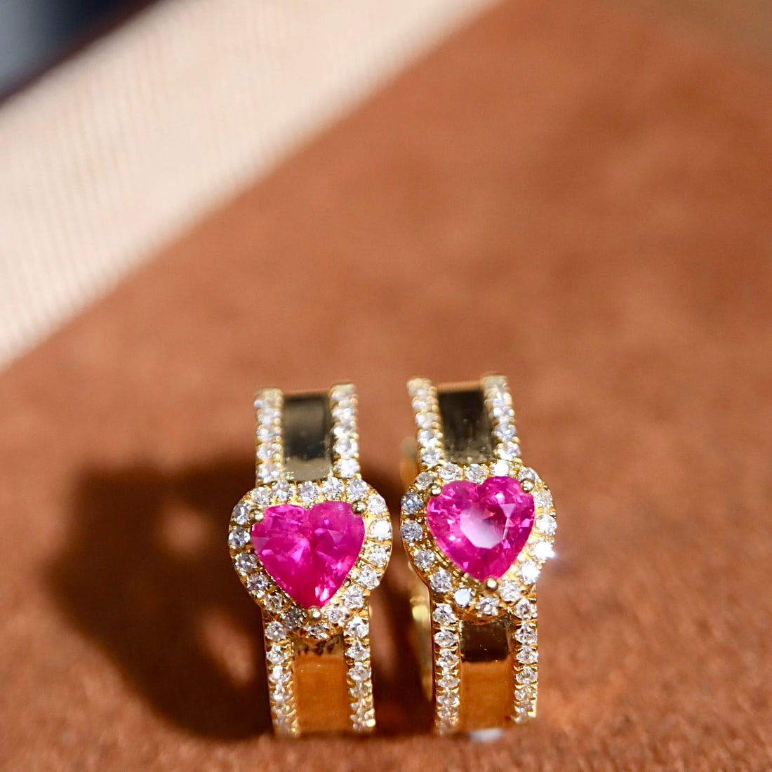 14k Gold 0.81 Ctw Natural Ruby & Diamond Earrings - 3