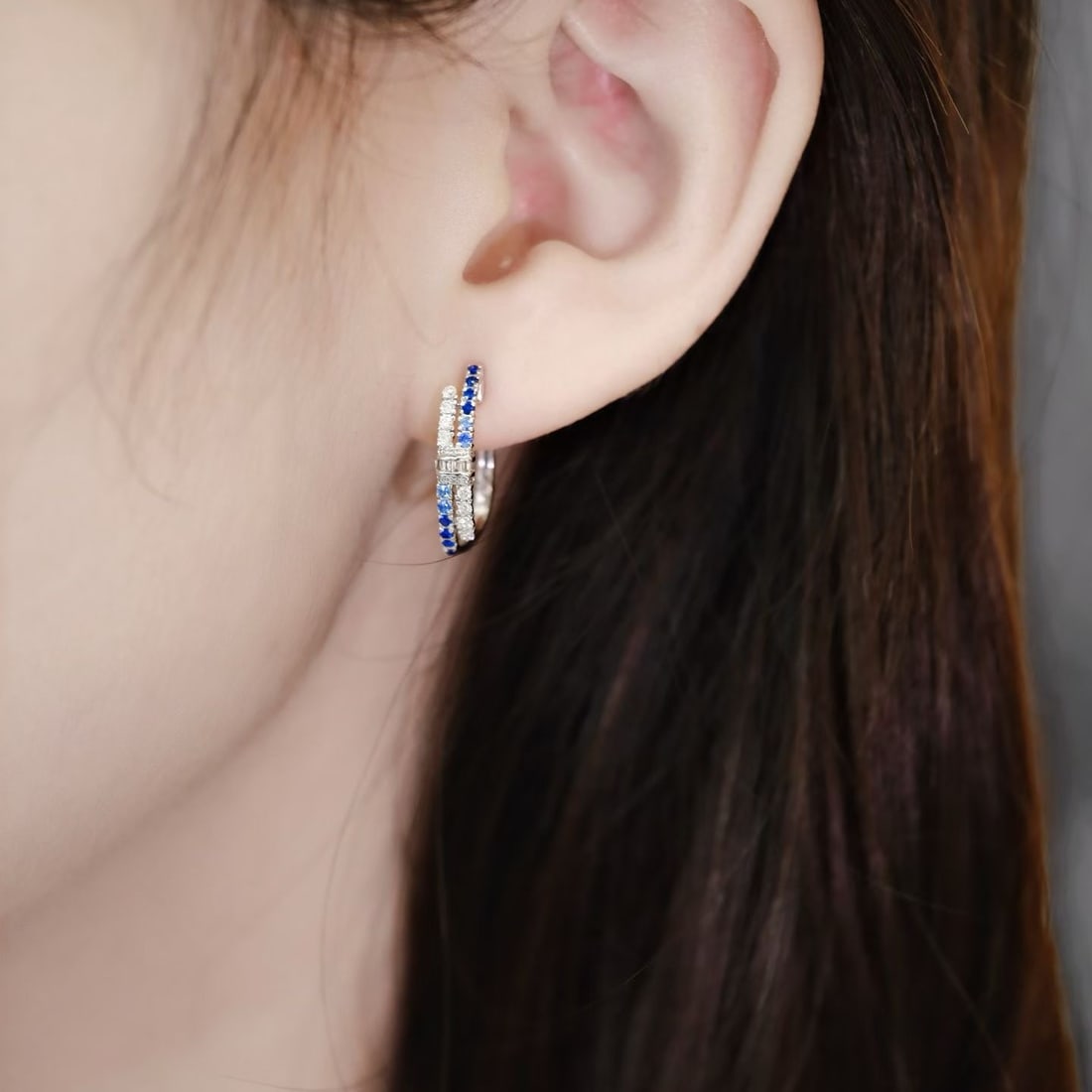 14k Gold 0.72 Ctw Natural Sapphire & Diamond Earrings - 4