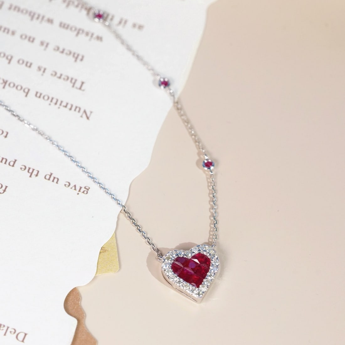 14k Gold 0.90 Ctw Natural Ruby & Diamond Necklace: Ref:231169145 // gold content:14k gold // main gemstone:ruby // shape:multiple // carat weight:0. 70ct // color:red // treatment:natural // // adjacent gemstone 2 : diamond // shape:round // carat