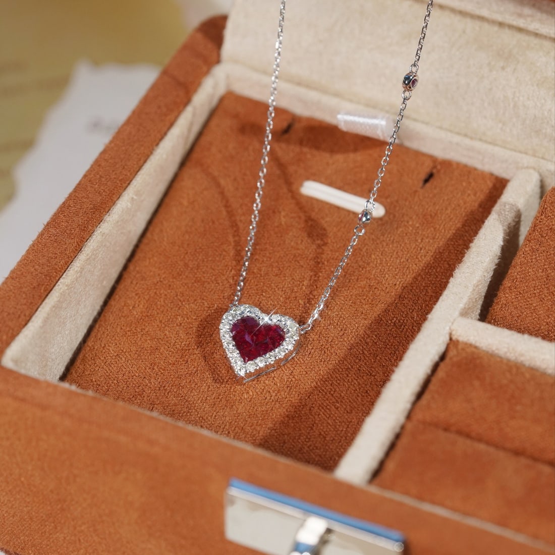 14k Gold 0.90 Ctw Natural Ruby & Diamond Necklace - 8