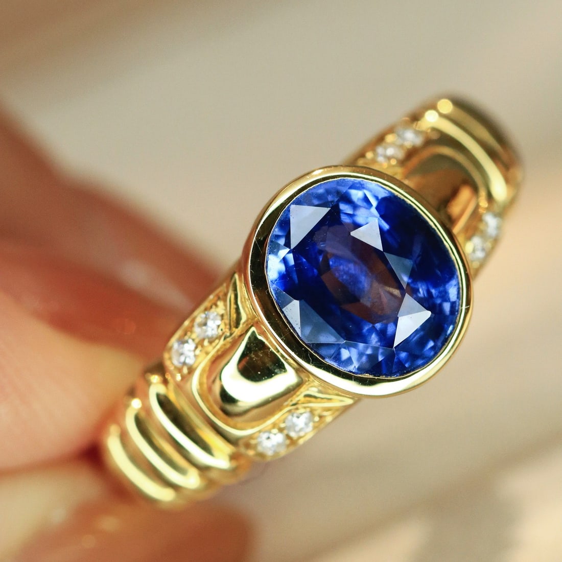 14k Gold 2.39 Ctw Natural Sapphire & Diamond Ring (1 of 6)
