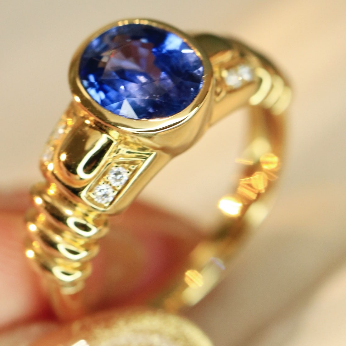 14k Gold 2.39 Ctw Natural Sapphire & Diamond Ring - 3