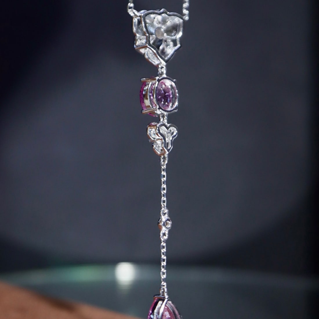 14k Gold 1.85 Ctw Natural Padparadscha Sapphire & Diamond Necklace - 3