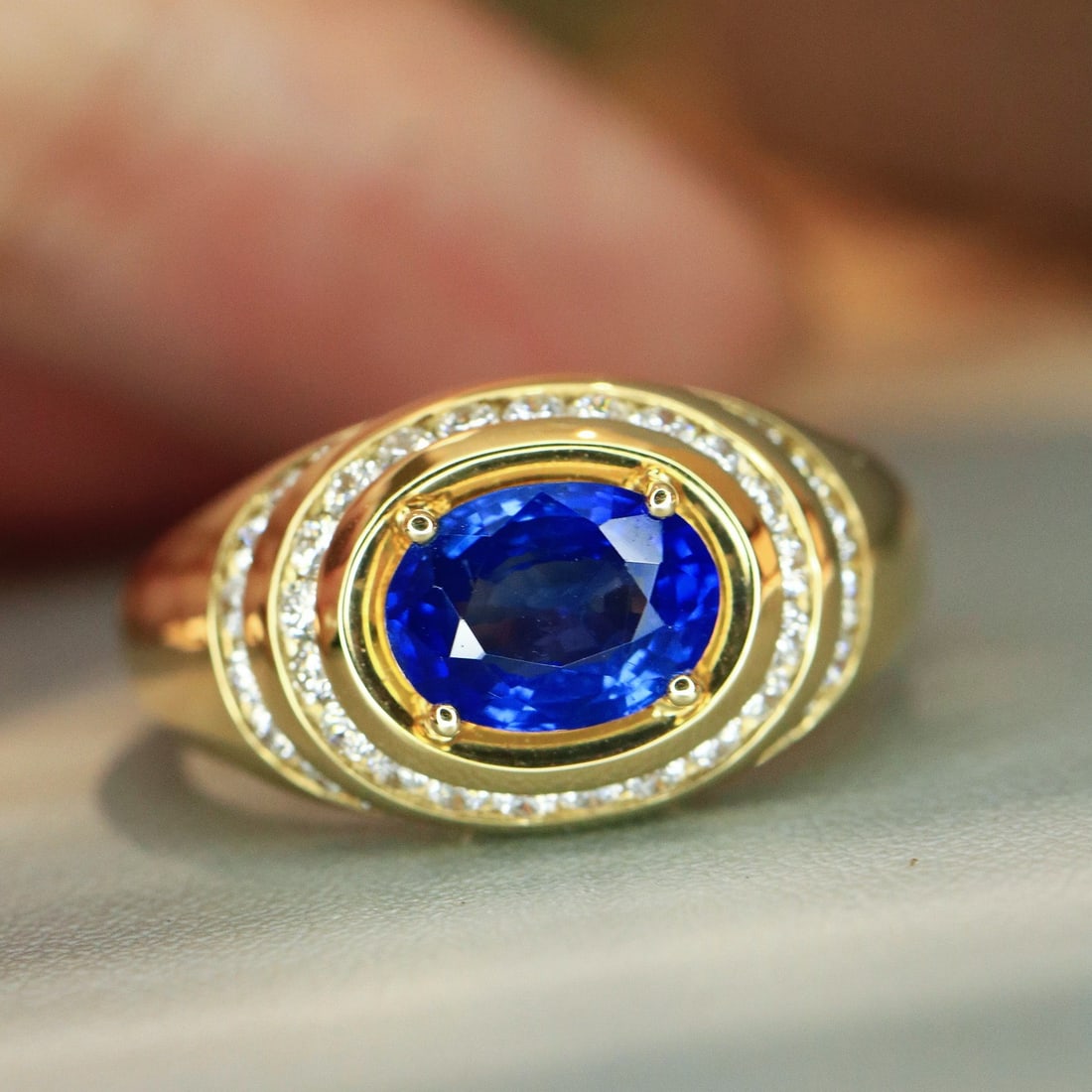 14k Gold 1.72 Ct Natural Sapphire & Diamond Ring (1 of 9)