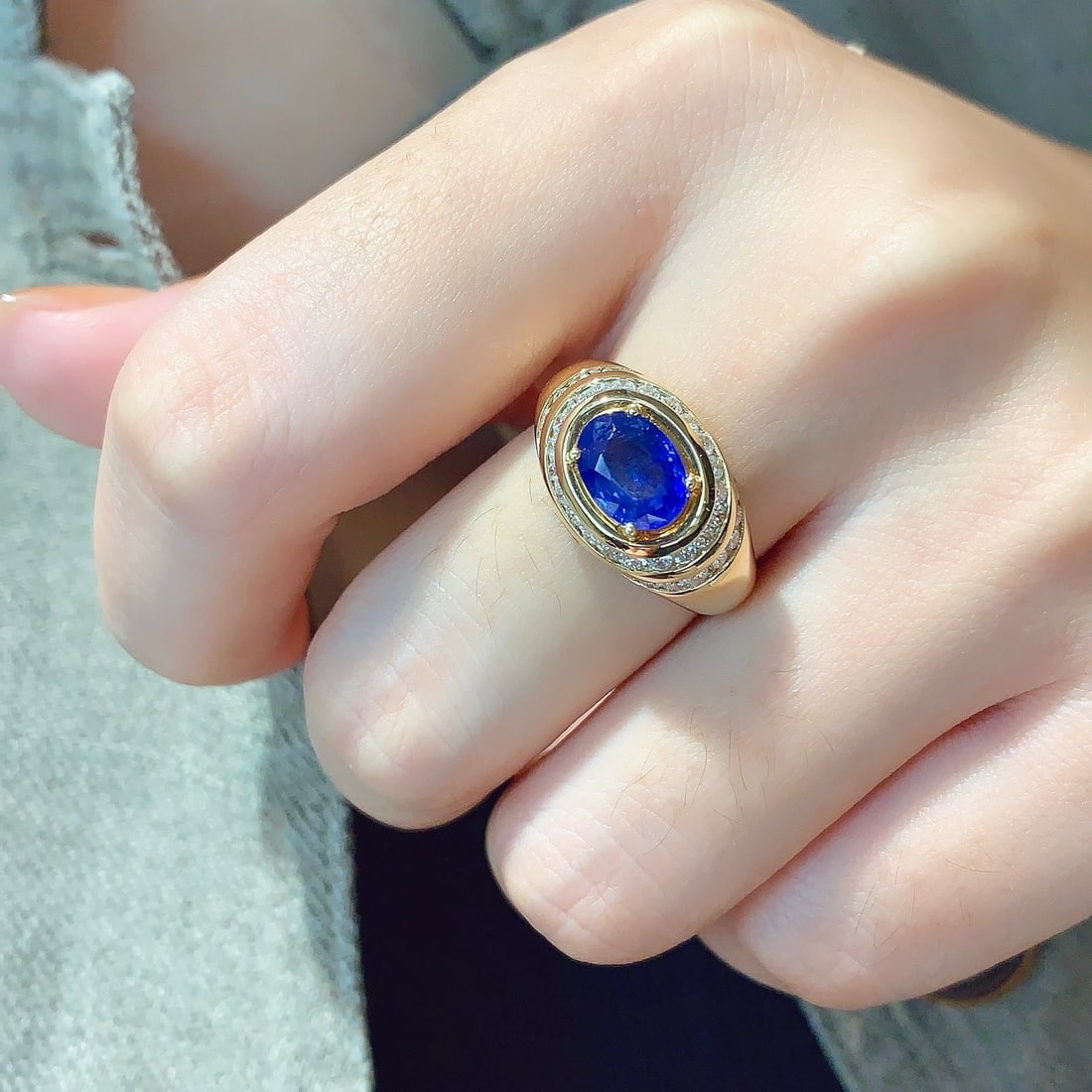 14k Gold 1.72 Ct Natural Sapphire & Diamond Ring - 5