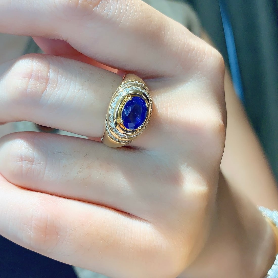 14k Gold 1.72 Ct Natural Sapphire & Diamond Ring - 6