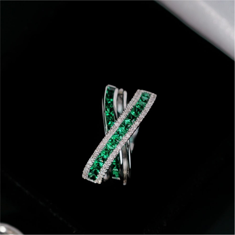 14k Gold 1.08 Ctw Natural Emerald & Diamond Ring - 2
