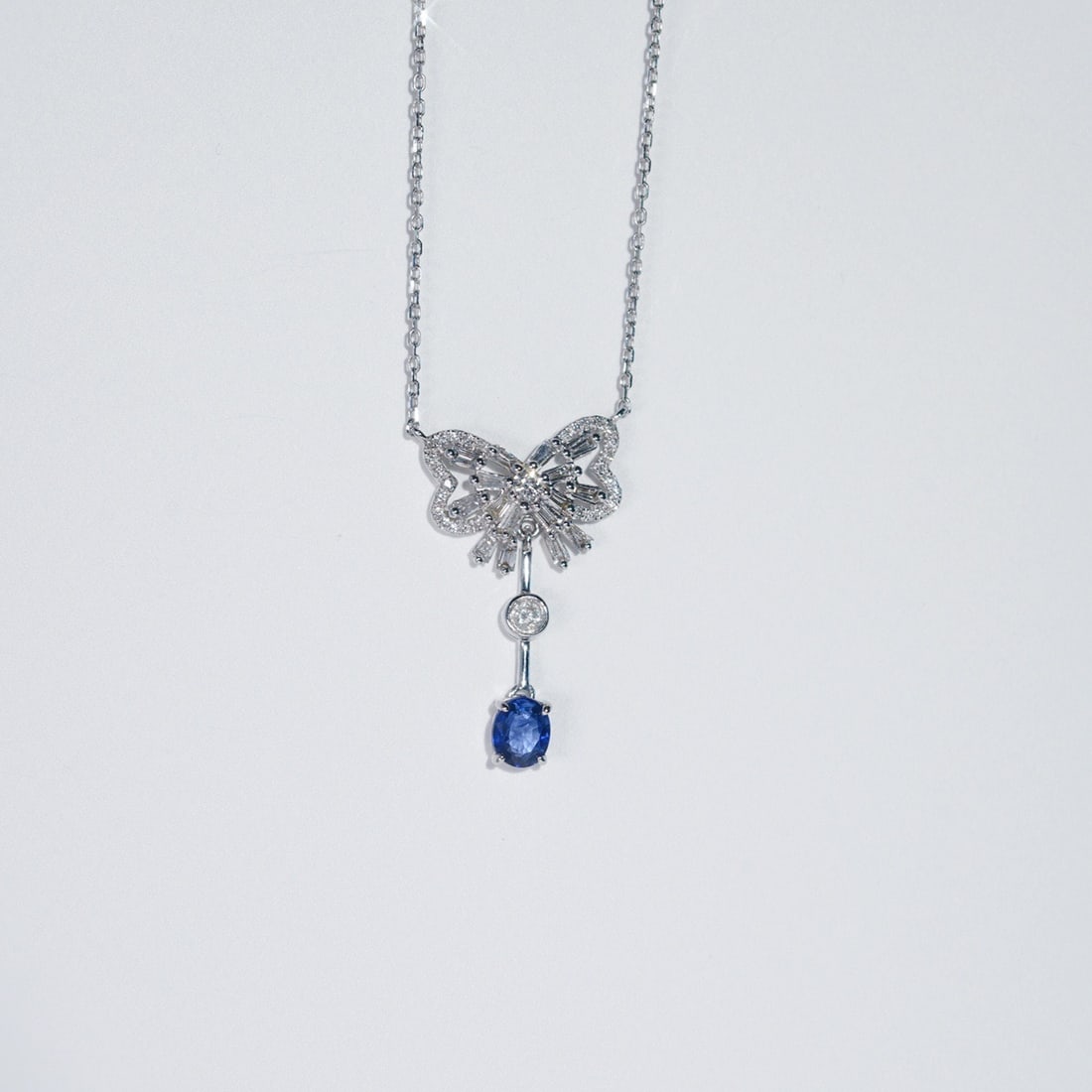 14k Gold 0.72 Ctw Natural Sapphire & Diamond Necklace - 7
