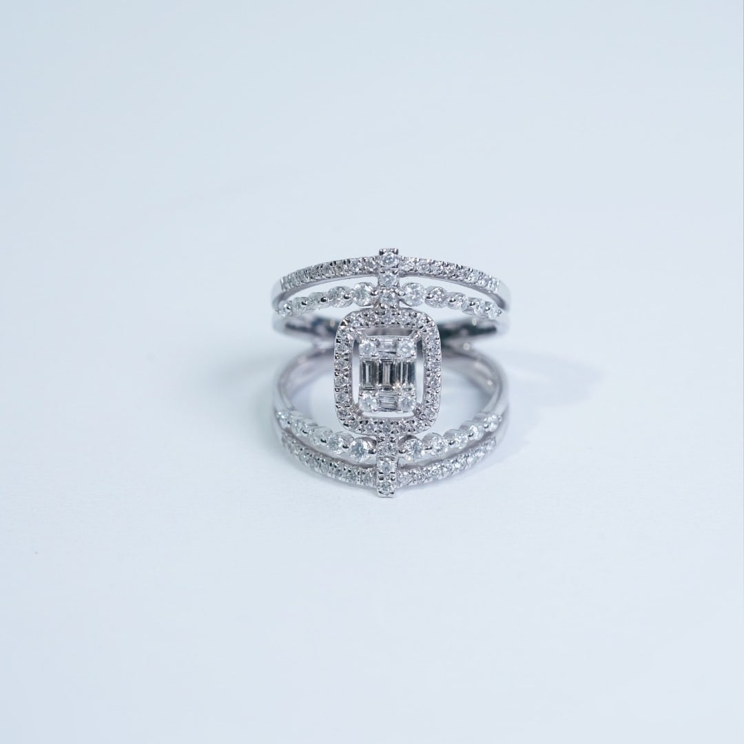 14k Gold 0.85 Ct Natural H Diamond Ring - 4