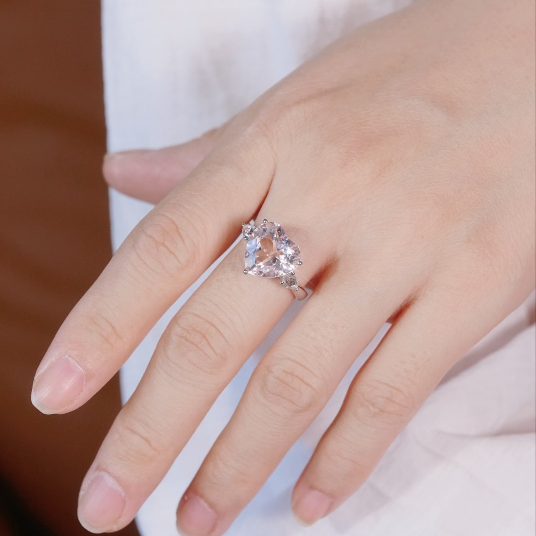14k Gold 5.11 Ctw Natural Morganite & Diamond Ring - 3
