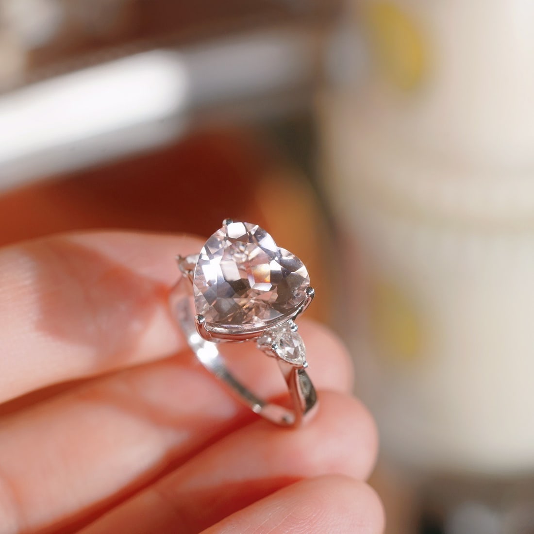 14k Gold 5.11 Ctw Natural Morganite & Diamond Ring - 6