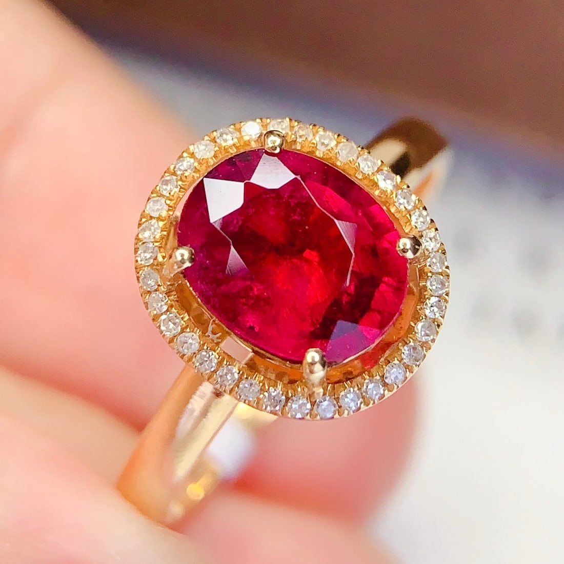 14k Gold 2.2 Ct Natural Tourmaline & Diamond Ring - 2