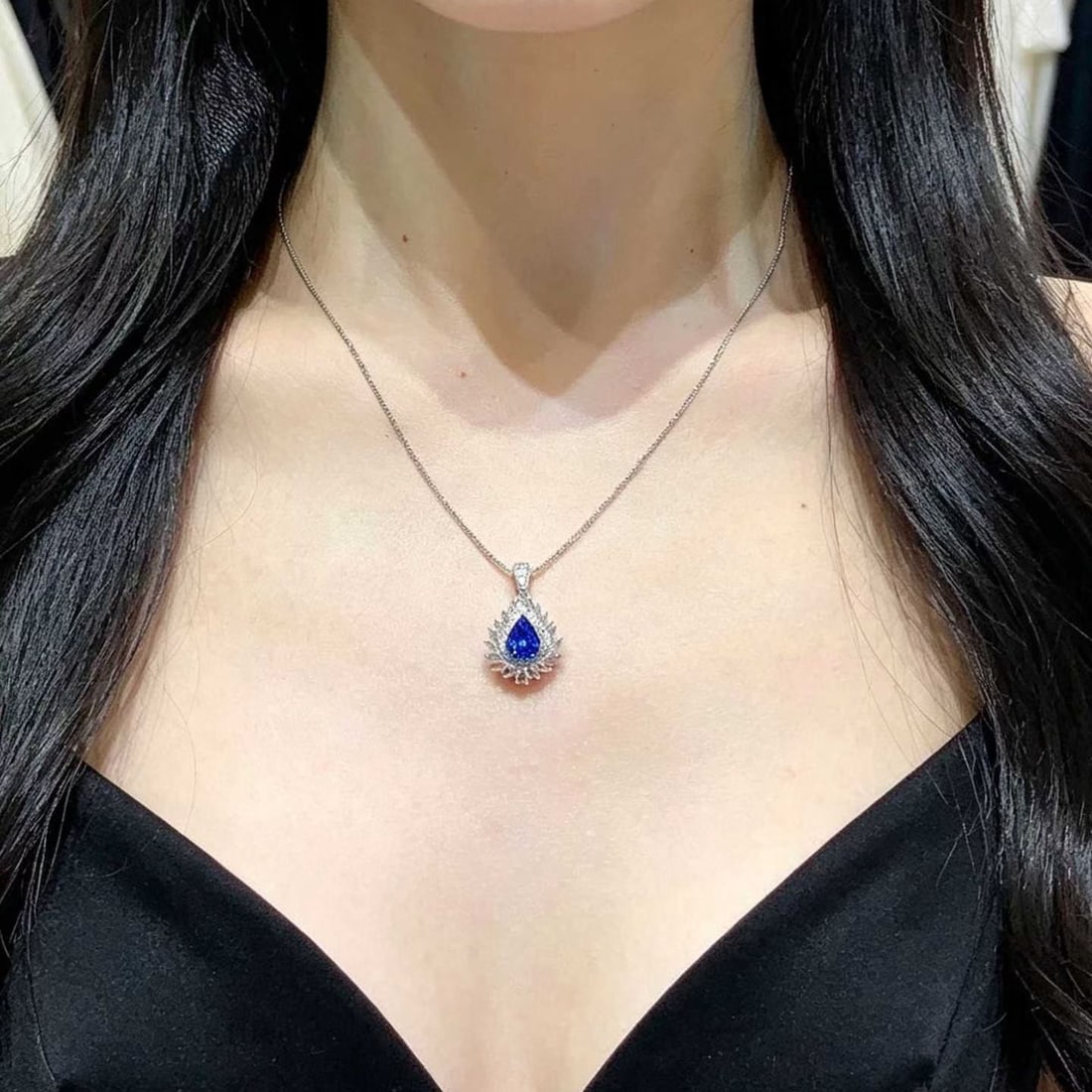 14k Gold 1.25 Ct Natural Sapphire & Sapphire & Diamond Pendant( Without Chain ) - 5