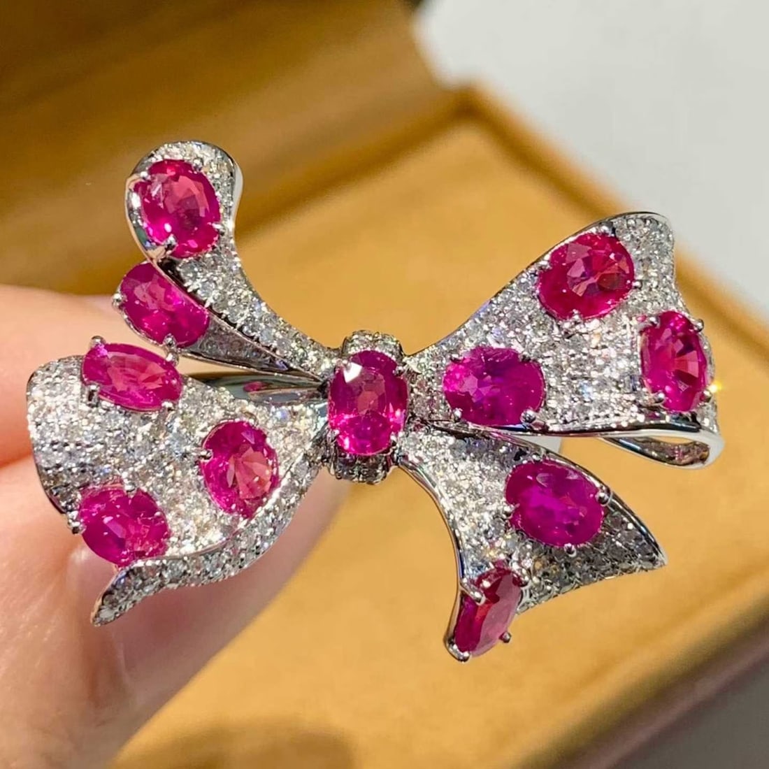 14k Gold 3 Ct Natural Ruby & Diamond Ring - 2