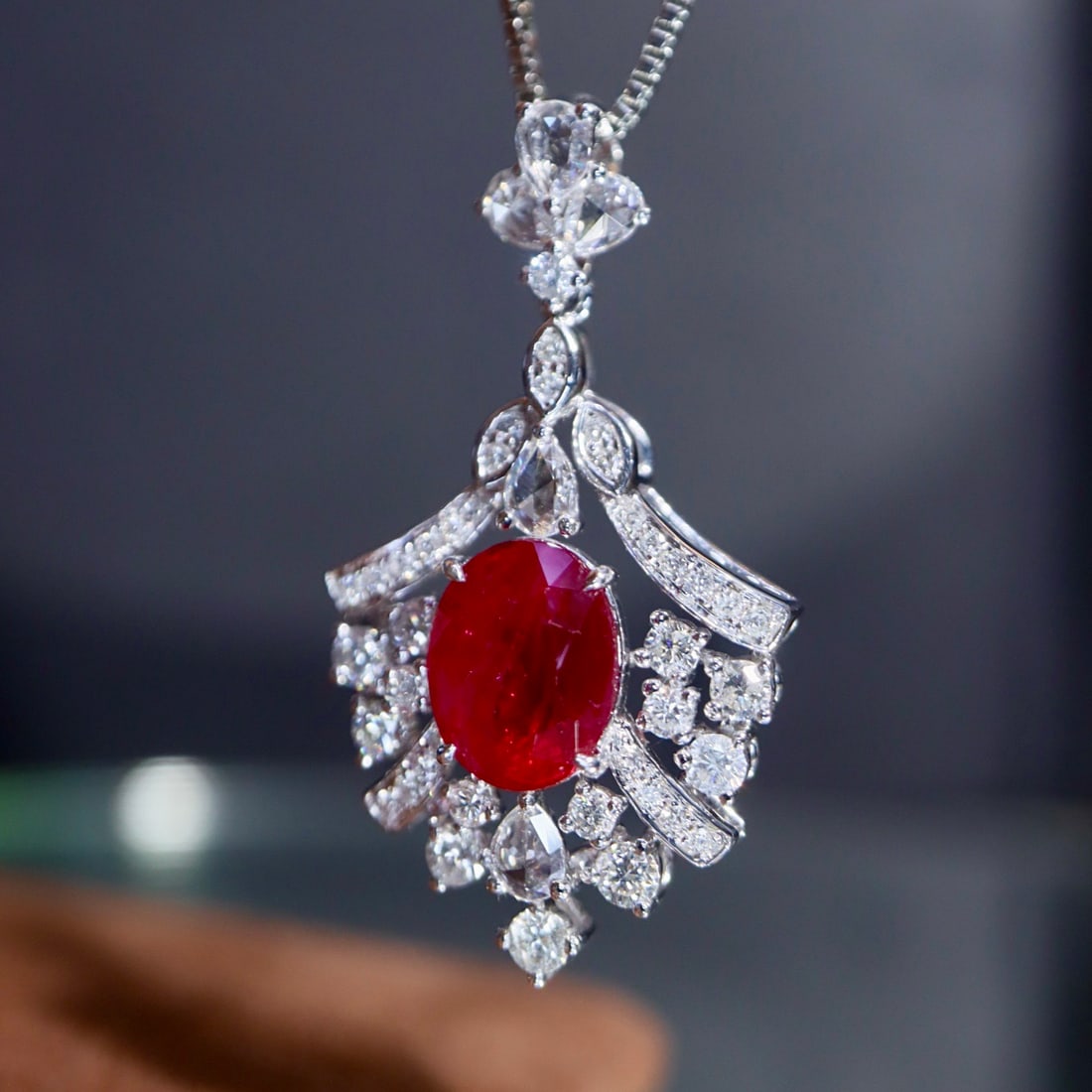 14k Gold 2.43 Ctw Natural Ruby & Diamond Pendant( Without Chain ) - 3