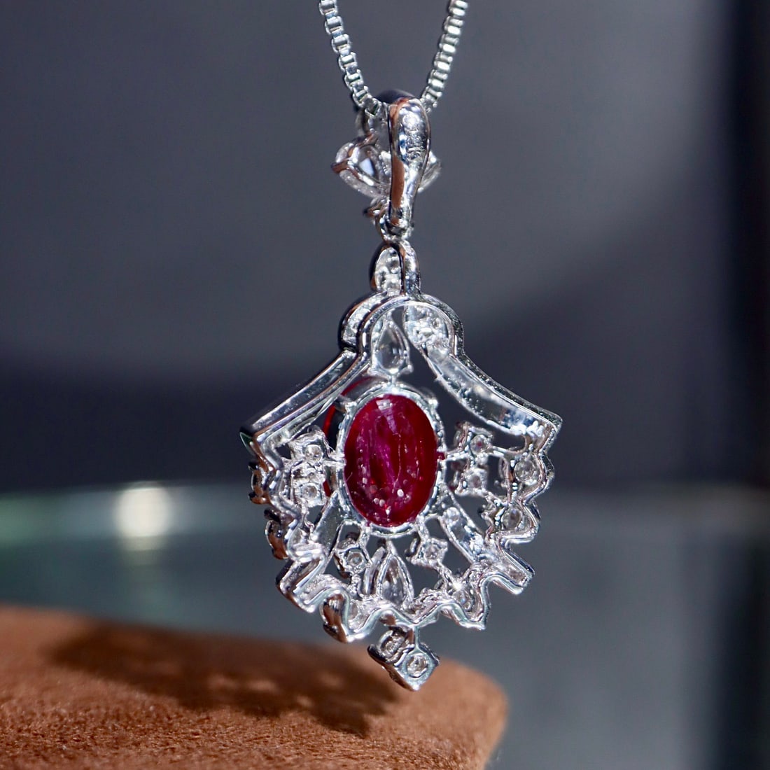 14k Gold 2.43 Ctw Natural Ruby & Diamond Pendant( Without Chain ) - 4