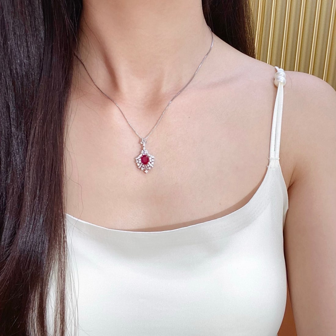 14k Gold 2.43 Ctw Natural Ruby & Diamond Pendant( Without Chain ) - 5