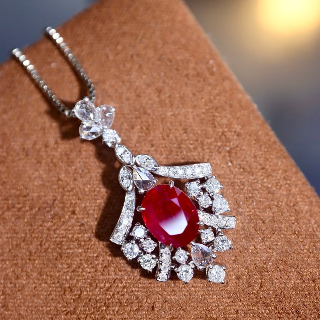 14k Gold 2.43 Ctw Natural Ruby & Diamond Pendant( Without Chain ) - 6