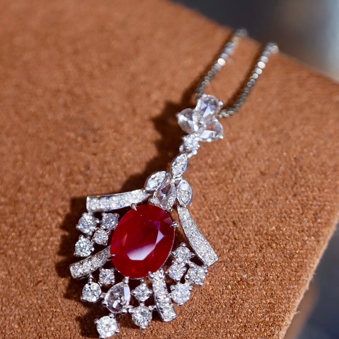 14k Gold 2.43 Ctw Natural Ruby & Diamond Pendant( Without Chain ) - 7
