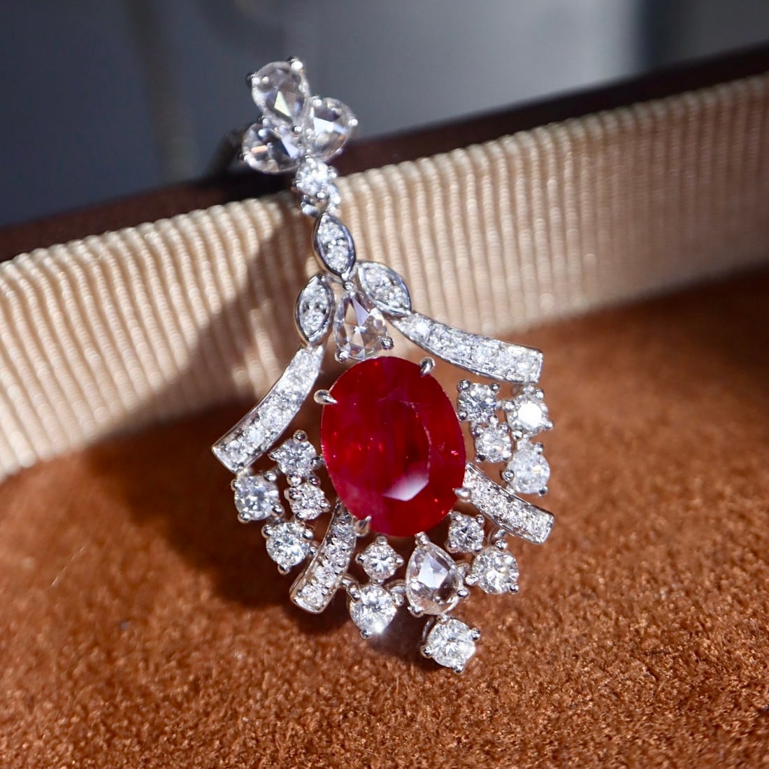 14k Gold 2.43 Ctw Natural Ruby & Diamond Pendant( Without Chain ) - 8