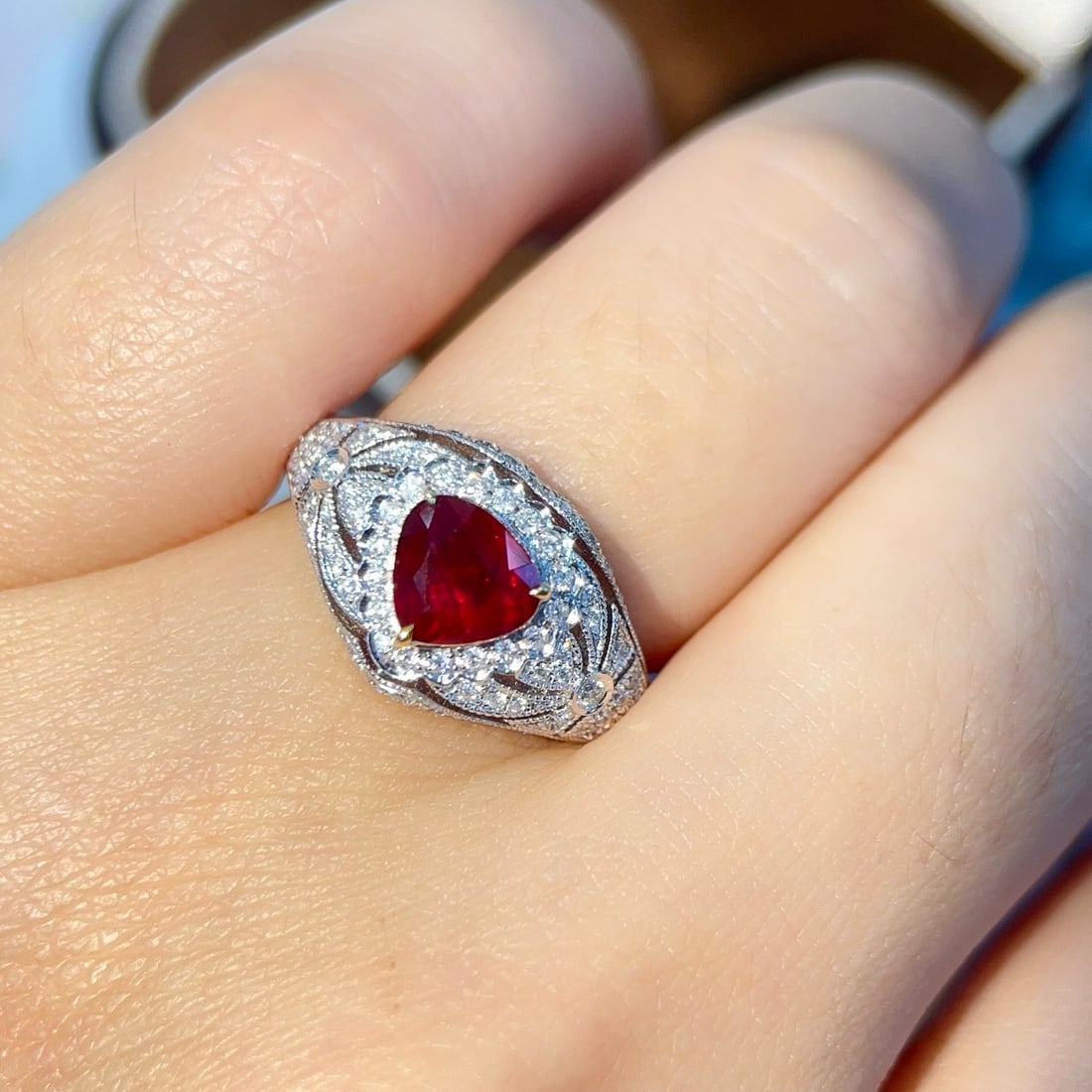 14k Gold 1.59 Ctw Natural Ruby & Diamond Ring - 2