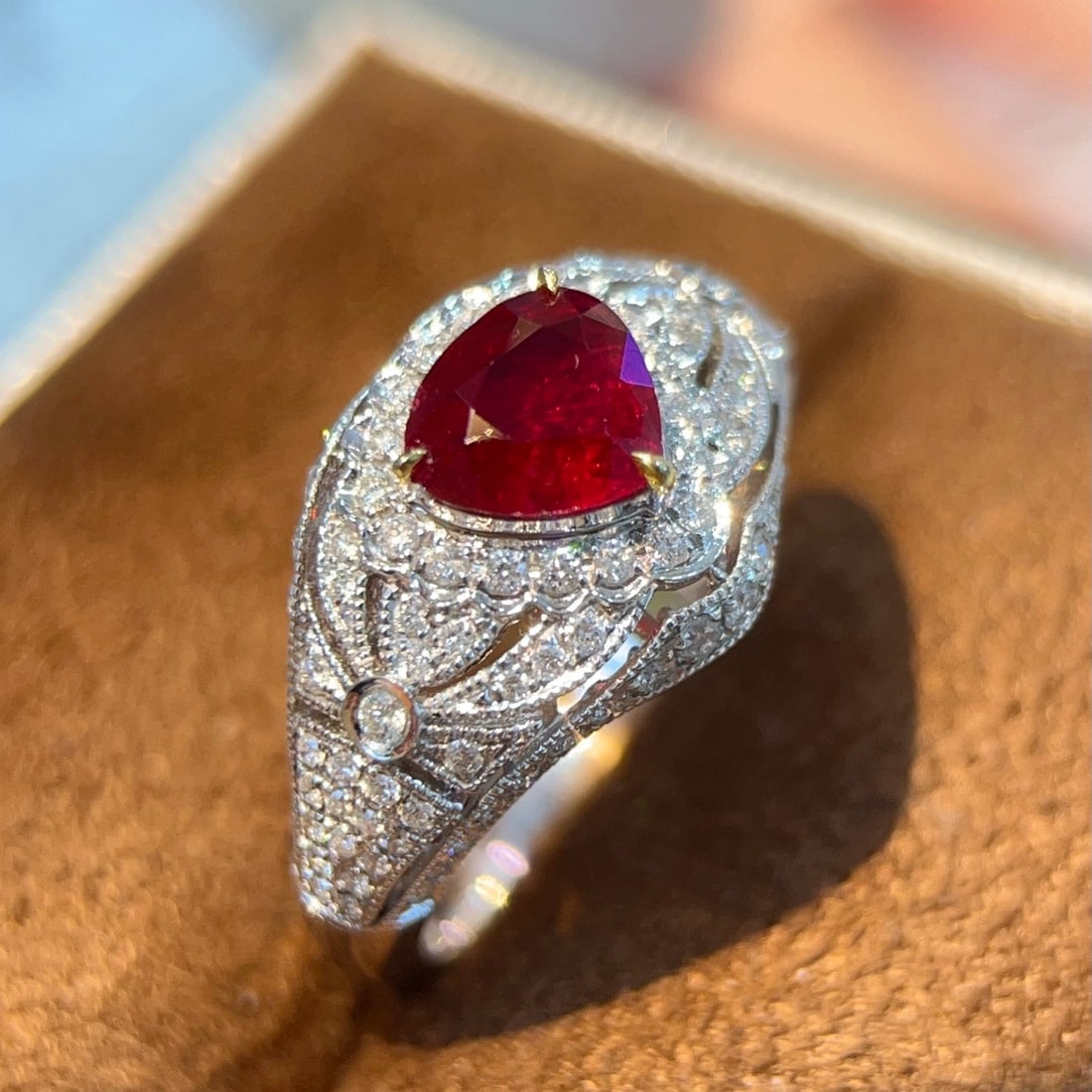 14k Gold 1.59 Ctw Natural Ruby & Diamond Ring - 4