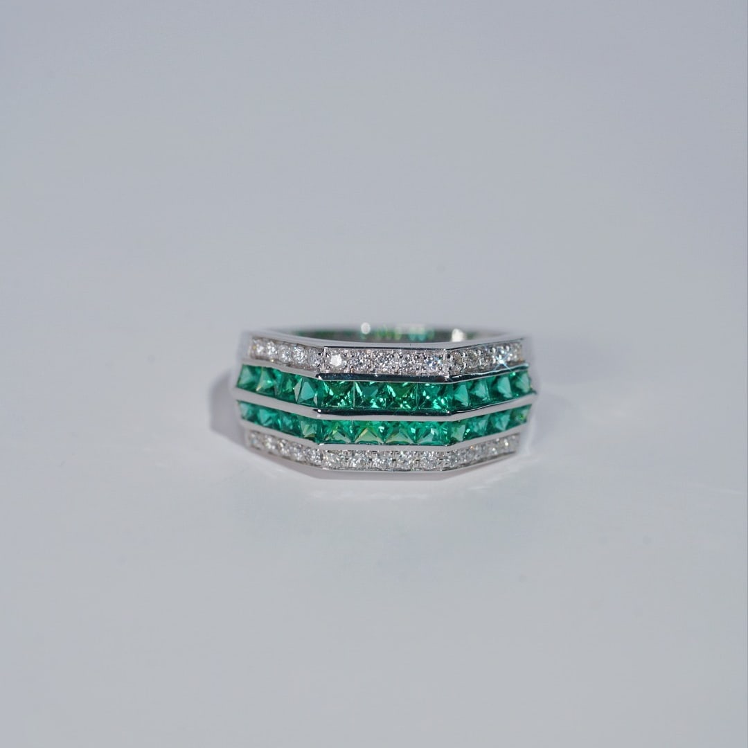 14k Gold 1.28 Ctw Natural Emerald & Diamond Ring - 5