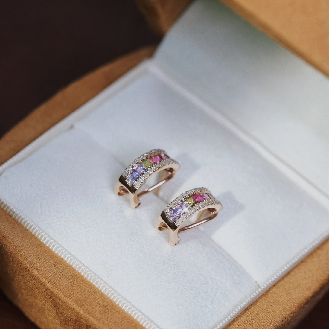 14k Gold 1.30 Ctw Natural Sapphire & Diamond Earrings - 3
