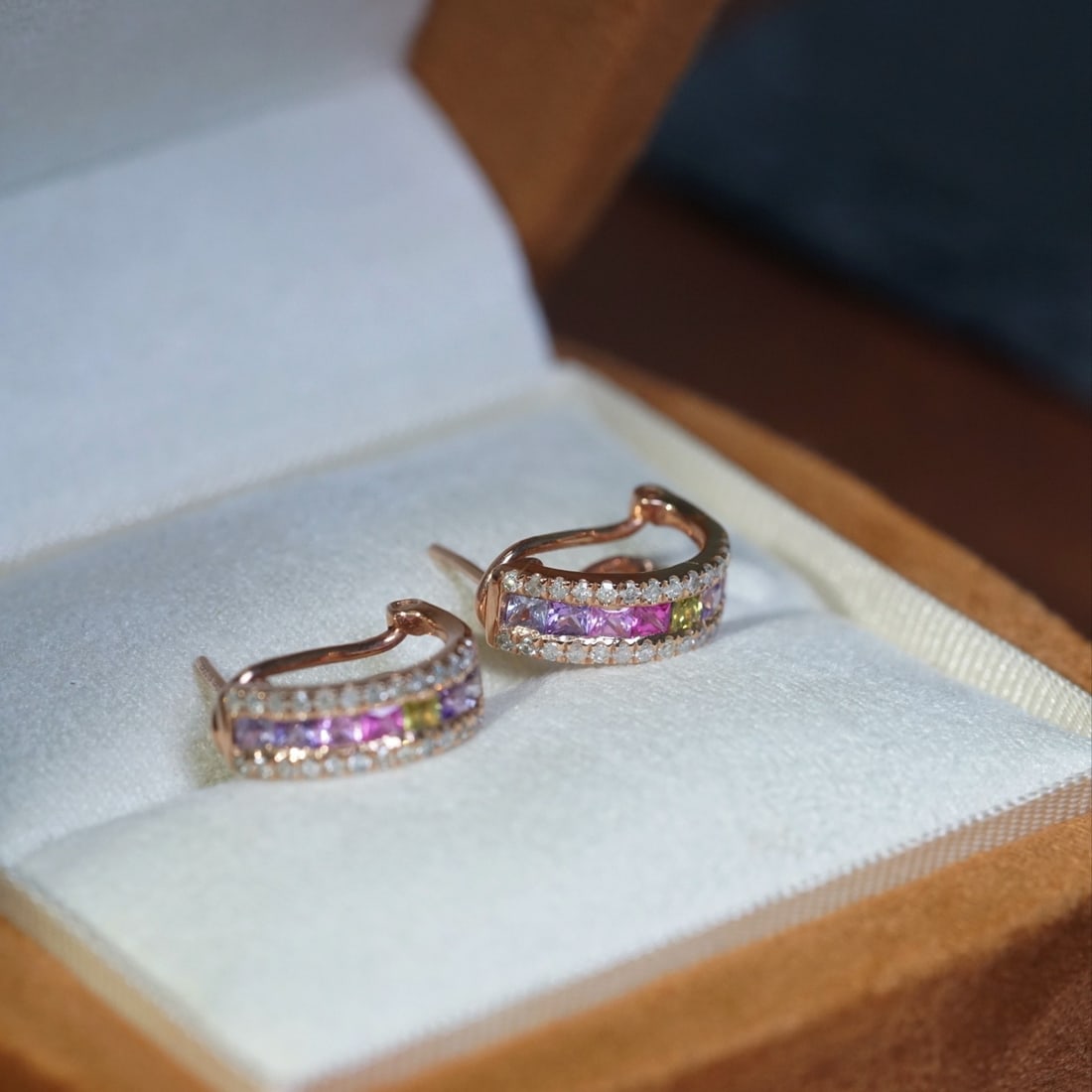 14k Gold 1.30 Ctw Natural Sapphire & Diamond Earrings - 8